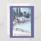 Schaatsen bij Moonlight Vintage Christmas Feestdagenkaart (Voorkant / Achterkant)