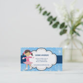 Schaatsen (blauw) visitekaartje (Staand voorkant)