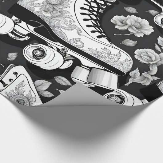 Schaatsen & Bloemen Cadeaupapier (Hoek)