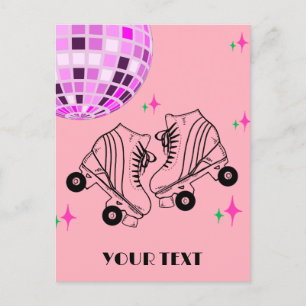 Schaatsen Derby-schaatsen Roze Disco Verjaardag  Briefkaart