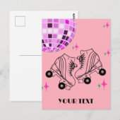 Schaatsen Derby-schaatsen Roze Disco Verjaardag  Briefkaart (Voorkant / Achterkant)