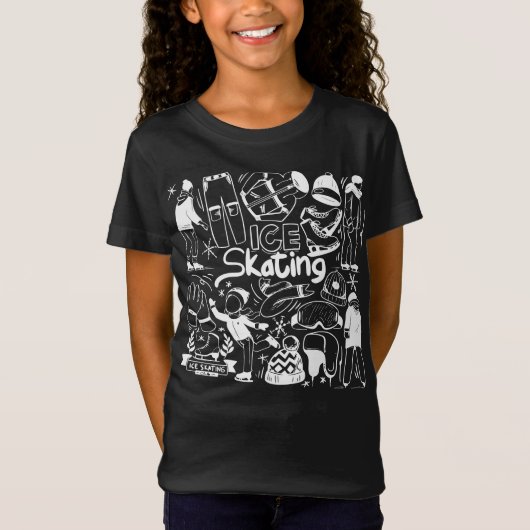 Schaatsen doodle stijl t-shirt (Voorkant)