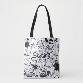Schaatsen doodle stijl tote bag