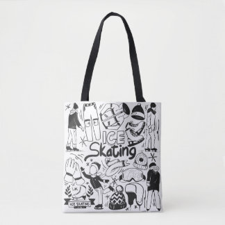 Schaatsen doodle stijl tote bag
