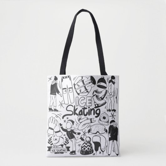 Schaatsen doodle stijl tote bag (Voorkant)