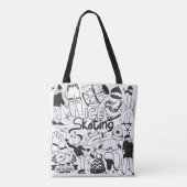 Schaatsen doodle stijl tote bag (Achterkant)