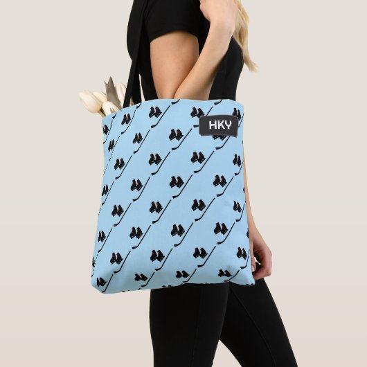 Schaatsen en Hockey Stick - Ice Blue - uw initiale Tote Bag (Dichtbij)