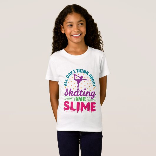 Schaatsen en slijm Schattige kunstschaatser T-shirt (Voorkant volledig)