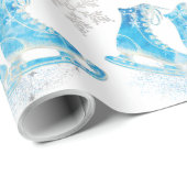 Schaatsen en sneeuwvlokken cadeaupapier (Rol Hoek)