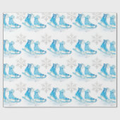 Schaatsen en sneeuwvlokken cadeaupapier (Vlak)