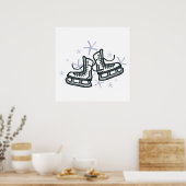 schaatsen en sneeuwvlokken poster (Keuken)