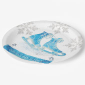 Schaatsen gepersonaliseerde verjaardag papieren bordje (Gekanteld)