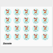 Schaatsen Giraffe met sjaal Ronde Sticker (Vel)