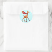 Schaatsen Giraffe met sjaal Ronde Sticker (Tas)