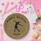 Schaatsen Gouden Glitter Papier Borden w / Naam Papieren Bordje (Feest)
