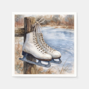 Schaatsen hangend aan een hekpaal servet