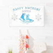 Schaatsen Happy Birthday gepersonaliseerd Spandoek (Insitu)