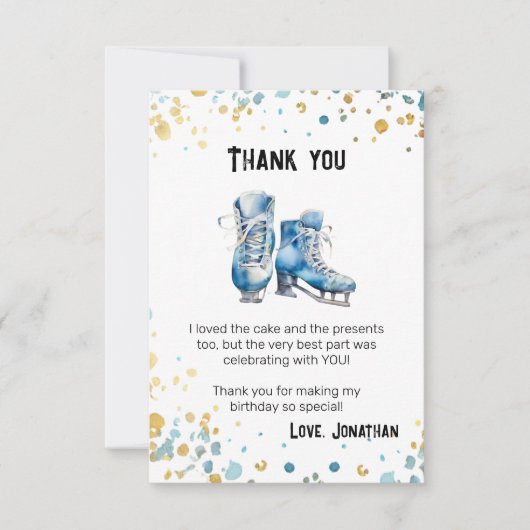Schaatsen, Hockey Boys Verjaardagsfeest Bedankkaart (Voorkant)
