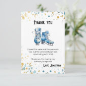 Schaatsen, Hockey Boys Verjaardagsfeest Bedankkaart (Staand voorkant)