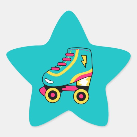 Schaatsen, iconieke retro ster uit de jaren 90  sticker (Voorkant)