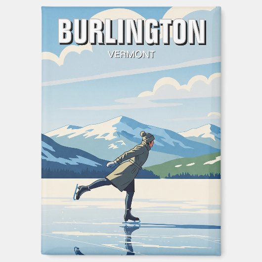 Schaatsen in Burlington Vermont Reizen Magneet (Voorkant)