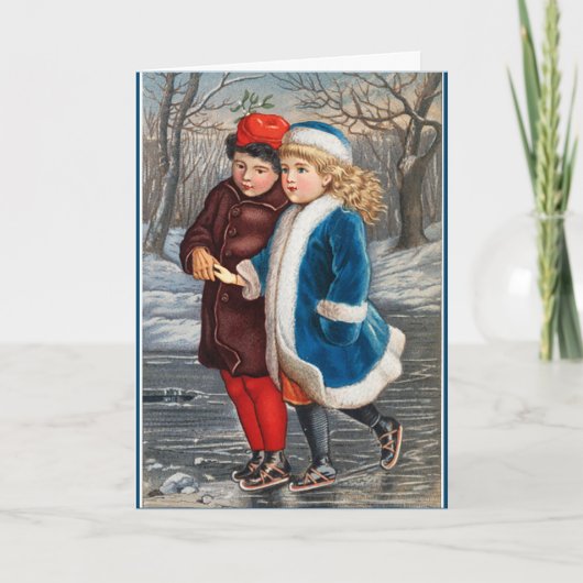 Schaatsen in een wintervijver  vakantie Kaart (Voorkant)