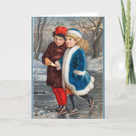 Schaatsen in een wintervijver vakantie Kaart