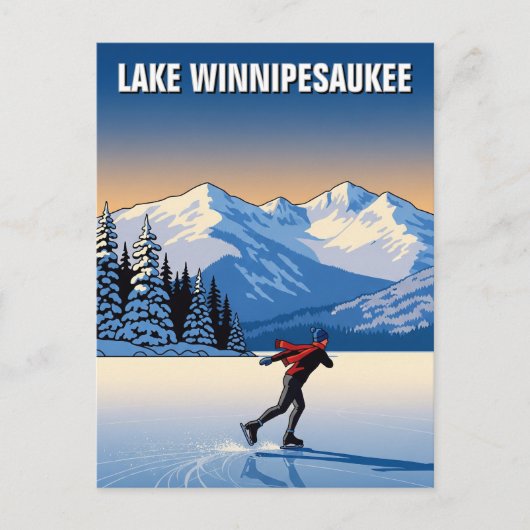 Schaatsen in Lake Winnipesaukee Reizen Briefkaart (Voorkant)