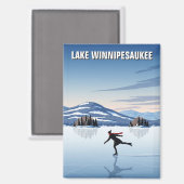 Schaatsen in Lake Winnipesaukee Reizen Magneet (Voorkant / Achterkant)