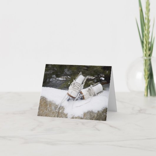Schaatsen in Sneeuw Feestdagen Kaart (Voorkant)