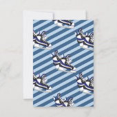 Schaatsen Jongen Verjaardagsfeestje Blauwe Strepen Bedankkaart (Achterkant)