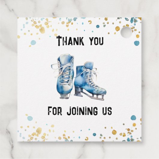 Schaatsen Jongens IJshockey Verjaardagsfeest Bedankjes Labels (Achterkant)