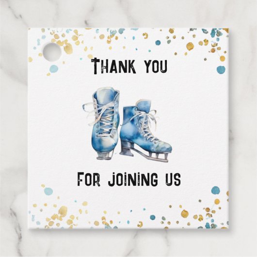Schaatsen Jongens IJshockey Verjaardagsfeest Bedankjes Labels (Voorkant)