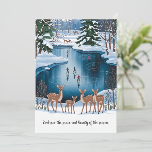 Schaatsen - Kerst Kaart (Staand voorkant)