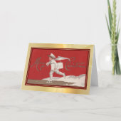 Schaatsen Kerstmis bezorgjongen  vakantie Kaart (Voorkant)