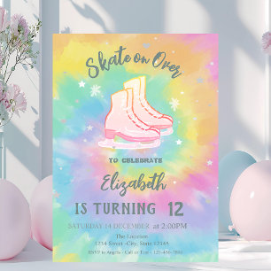 Schaatsen Kleurrijke Tie Dye Verjaardag Kaart