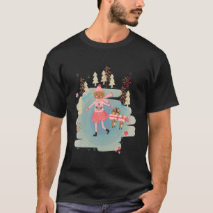Schaatsen Kunstschaatsen Schattig Kitty Kat Kerstm T-shirt