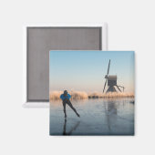 Schaatsen langs windmolen en rietmagneet magneet (Voorkant / Achterkant)