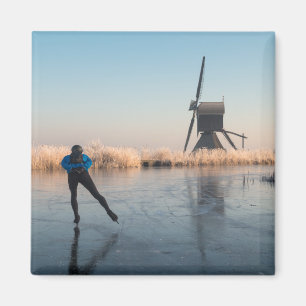 Schaatsen langs windmolen en rietmagneet magneet