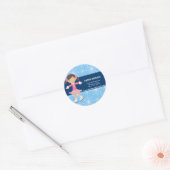 Schaatsen Meisje (Blauw) Ronde Sticker (Envelop)