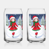 Schaatsen Meisje Elf Drinkware Set Blikvorm Glas (Voorkant)