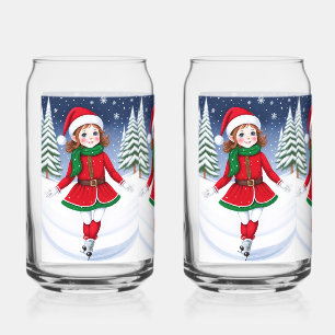 Schaatsen Meisje Elf Drinkware Set Blikvorm Glas