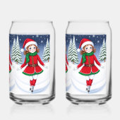 Schaatsen Meisje Elf Drinkware Set Blikvorm Glas (Achterkant)