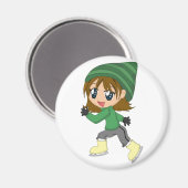 Schaatsen Meisje Magnet (Voorkant / Achterkant)