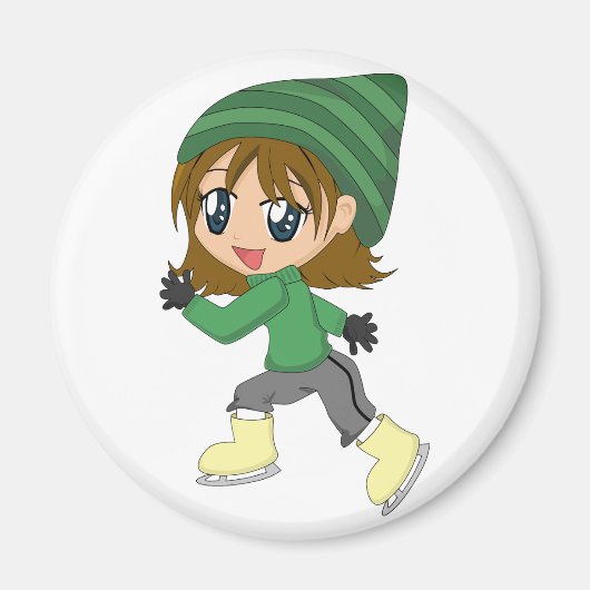 Schaatsen Meisje Magnet (Voorkant)