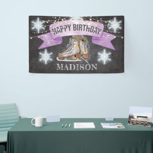Schaatsen Meisje Verjaardag Gepersonaliseerd Spandoek (Beurs)