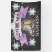 Schaatsen Meisje Verjaardag Gepersonaliseerd Spandoek (Verticaal)