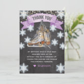 Schaatsen Meisje Verjaardag Glitter Bedankkaart (Staand voorkant)