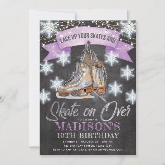 Schaatsen meisje verjaardag kaart (Voorkant)