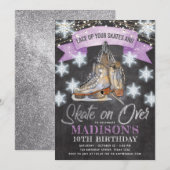 Schaatsen meisje verjaardag kaart (Voorkant / Achterkant)